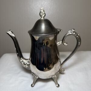 Antique Edwardian Silver On Copper Coffee Pot Gold Wash Interior Hinged Lid